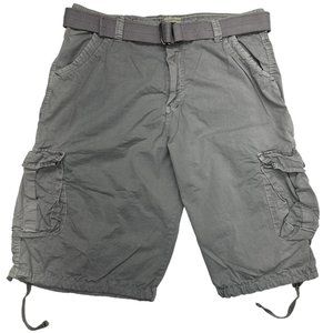Belted Grey Cargo Shorts (36)